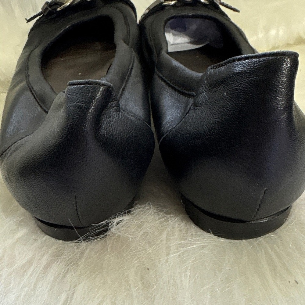 AGL Attilio Giusti Leombruni Black Leather Patent Ballet Flats Buckle Detail 8.5 - Picture 7 of 9